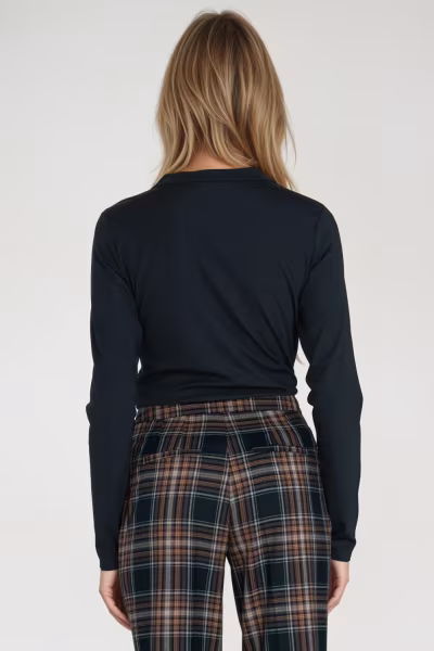 Bluzka polo ze stójką B195 Navy - Nife — zdjęcie 3