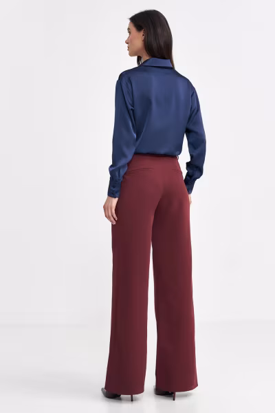 Spodnie z zakładkami wide leg SD102 Bordo - Nife — zdjęcie 3