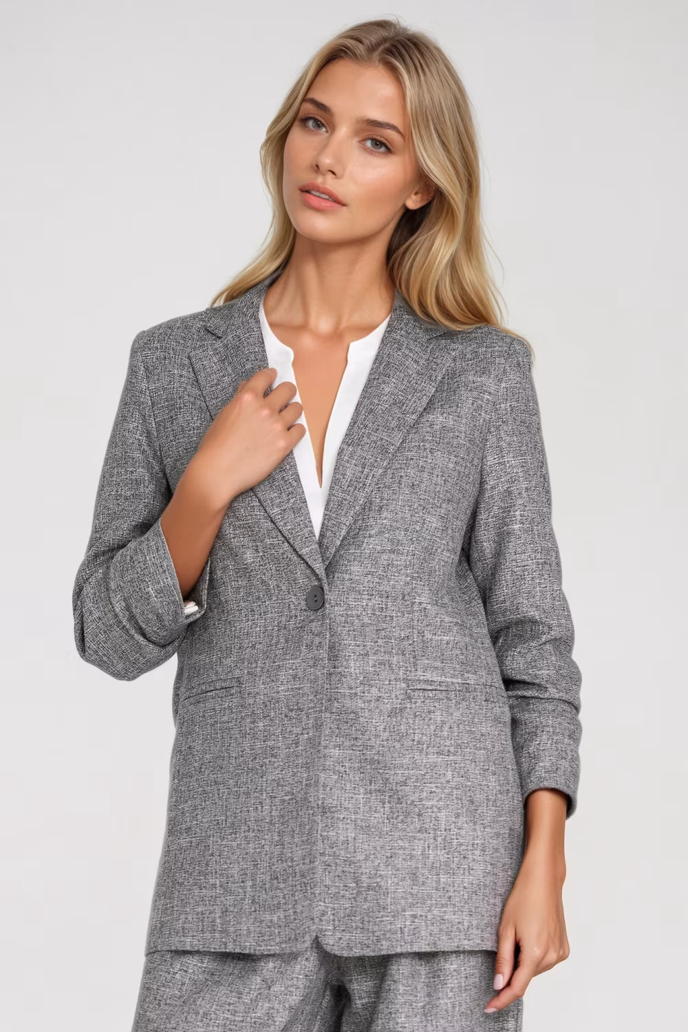 Marynarka z zakładkami na rękawach Z82 Grey Melange - Nife