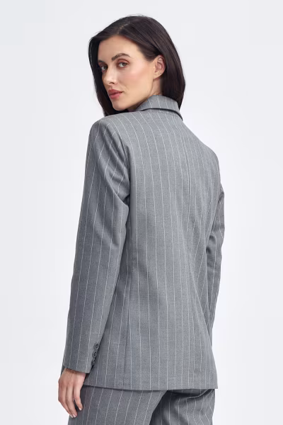 Marynarka oversize dwurzędowa prążek Z71 Grey - Nife — zdjęcie 3
