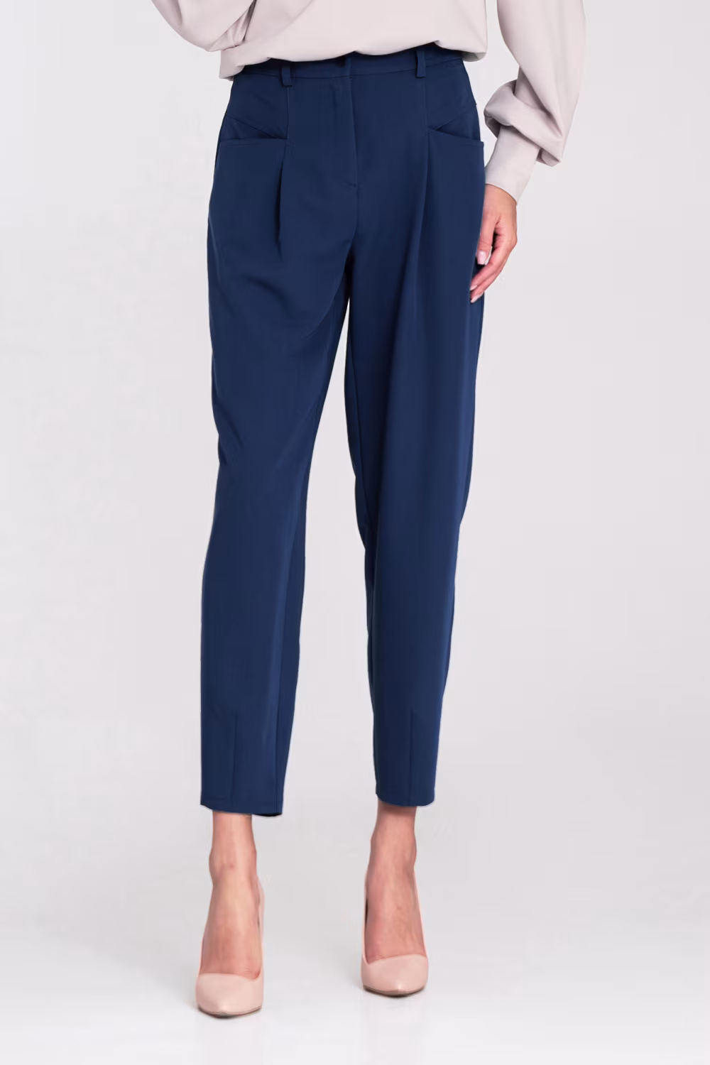Spodnie baggy z wysokim stanem SD120 Cobalt - Nife