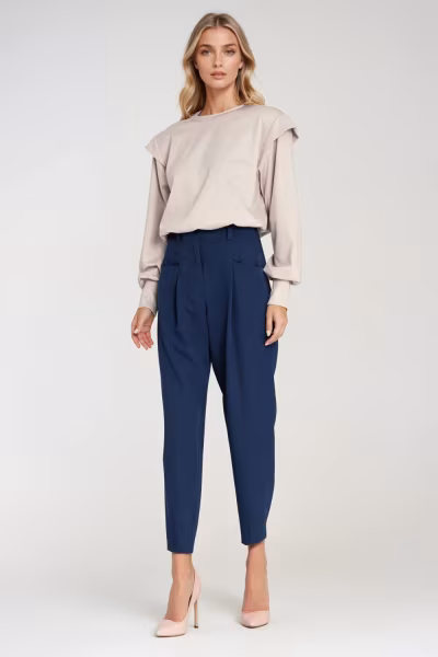 Spodnie baggy z wysokim stanem SD120 Cobalt - Nife — zdjęcie 2