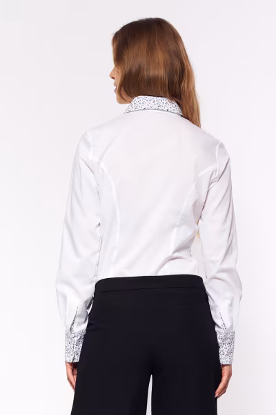Koszula z wzorzystymi wstawkami K85 White - Nife — zdjęcie 3