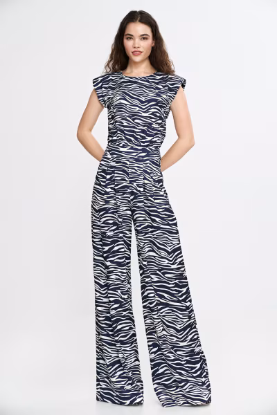 Kombinezon z nogawkami palazzo KM43 Wzór Zebra/Navy - Nife — zdjęcie 2