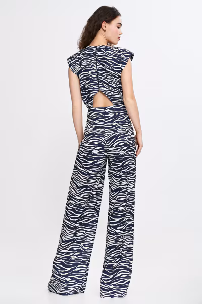 Kombinezon z nogawkami palazzo KM43 Wzór Zebra/Navy - Nife — zdjęcie 3