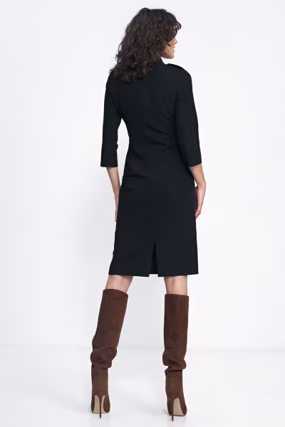 Sukienka Czarna sukienka z rękawem 3/4 S234 Black - Nife — zdjęcie 3