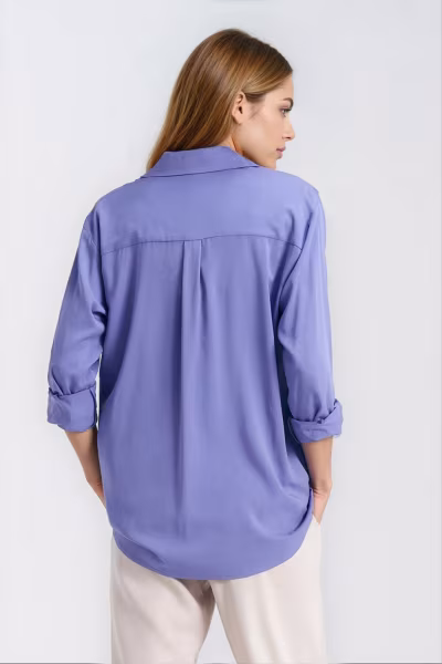 Wiskozowa koszula oversize K95 Violet - Nife — zdjęcie 3