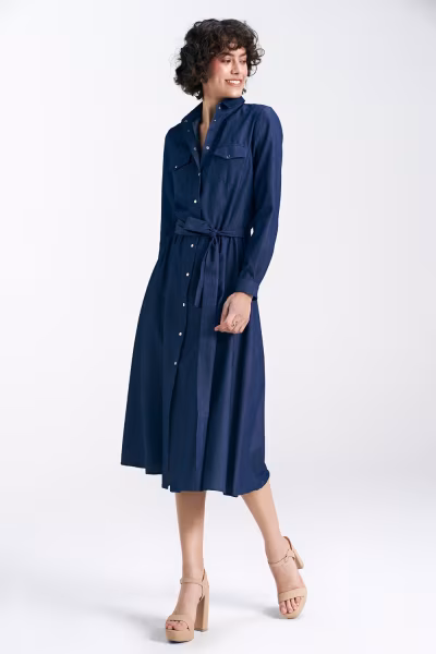 Sukienka jeansowa zapinana na napy S240 Denim  - Nife — zdjęcie 3