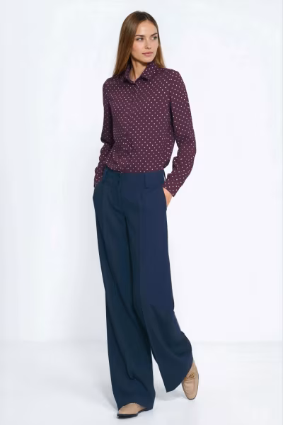 Wiskozowa koszula w groszki K91 Bordo - Nife — zdjęcie 2