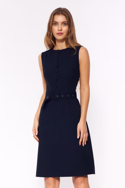 Sukienka Granatowa elegancka sukienka bez rękawów S263 Navy - Nife — zdjęcie 1