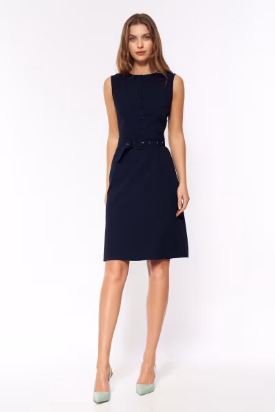 Sukienka Granatowa elegancka sukienka bez rękawów S263 Navy - Nife — zdjęcie 2