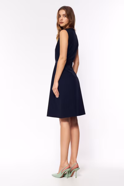 Sukienka Granatowa elegancka sukienka bez rękawów S263 Navy - Nife — zdjęcie 3