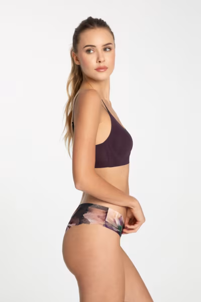 Figi Model Velvet Bloom Tanga Brasil Bakłażan - Julimex — zdjęcie 2