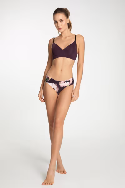 Figi Model Velvet Bloom Tanga Brasil Bakłażan - Julimex — zdjęcie 3
