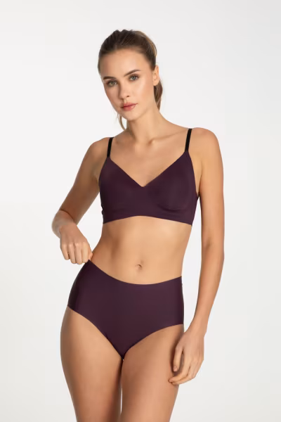 Biustonosz Soft Model Simple t-shirt Bra Dark Plum - Julimex — zdjęcie 1