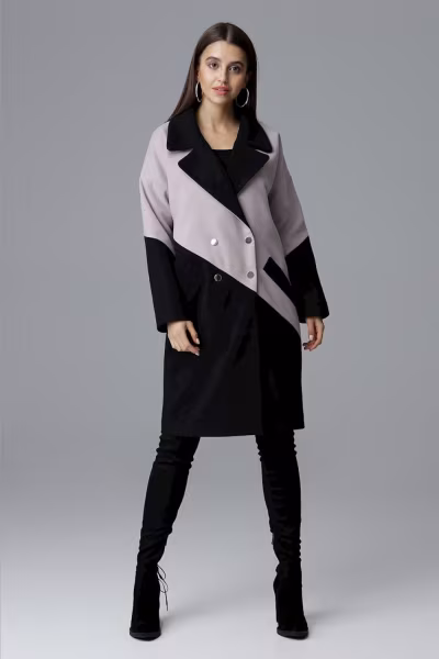 Płaszcz Damski Model M626 Black/Beige - Figl — zdjęcie 1