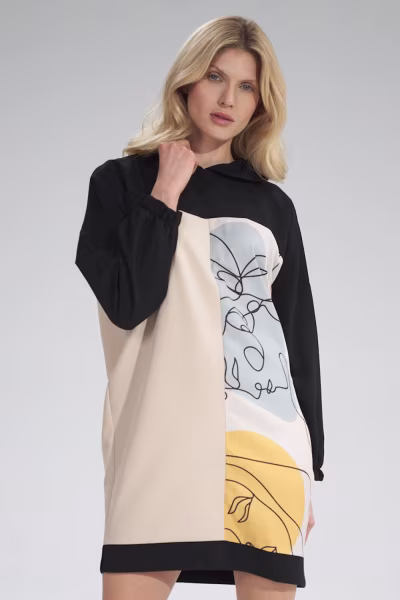 Sukienka Model M755 Black/Beige/Wzór 123 - Figl — zdjęcie 1