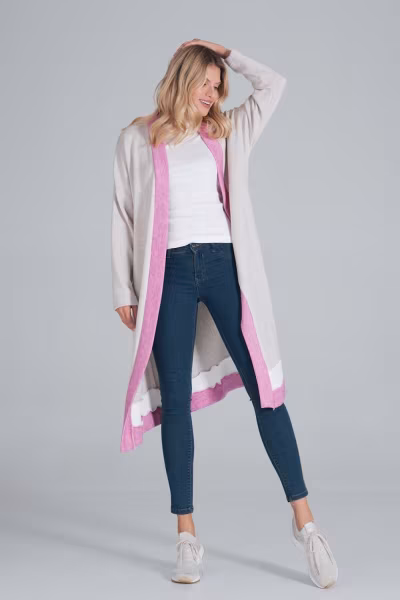 Sweter Damski Model M845 Beige/Fuksja/White - Figl — zdjęcie 1