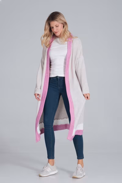 Sweter Damski Model M845 Beige/Fuksja/White - Figl — zdjęcie 2