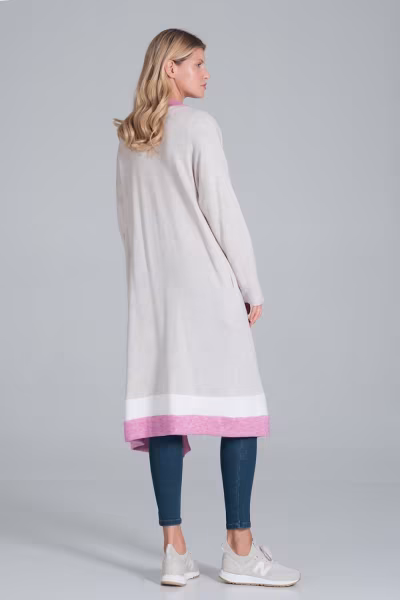 Sweter Damski Model M845 Beige/Fuksja/White - Figl — zdjęcie 3