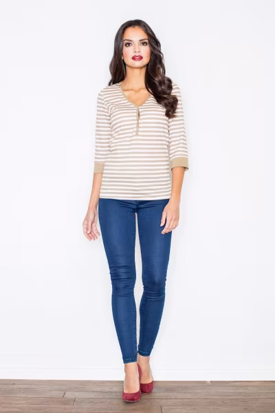 Bluzka Model 289 Beige - Figl — zdjęcie 2