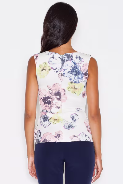 Bluzka Model 382 Ecru/Flowers - Figl — zdjęcie 3