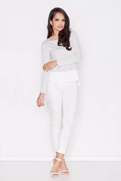 Bluzka Model 374 Light Grey - Figl — zdjęcie 2