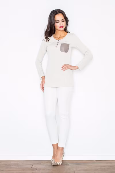 Bluzka Model M156 Beige - Figl — zdjęcie 3
