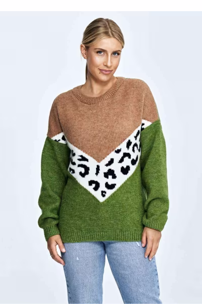 Sweter Damski Model M905 Green/Brown - Figl — zdjęcie 1