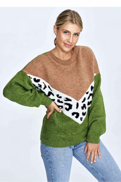 Sweter Damski Model M905 Green/Brown - Figl — zdjęcie 2