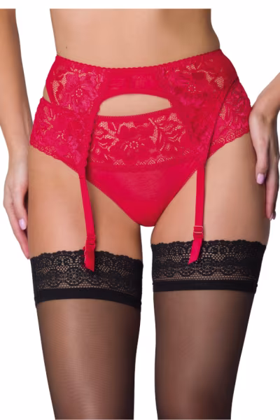 Gorsety, body, pasy Pas do pończoch Model Hannah P-0115/3 Red - Mat — zdjęcie 1