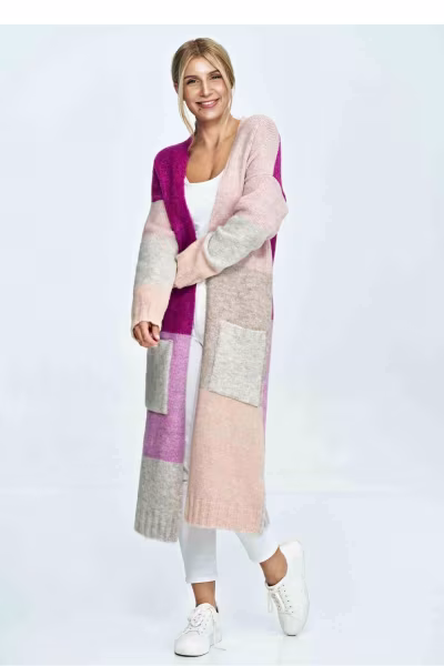 Sweter Kardigan Model M896 Fuksja/Pink - Figl — zdjęcie 2