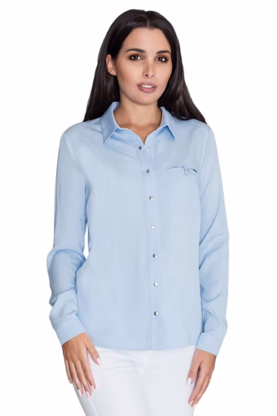 Koszula Damska Model M581 Sky Blue - Figl — zdjęcie 2