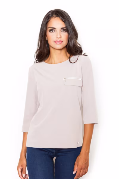 Bluzka Model M393 Beige - Figl — zdjęcie 2