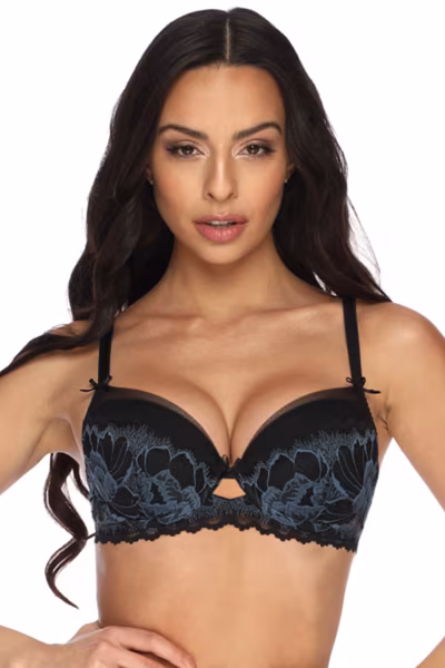 Biustonosz push up Biustonosz Push-up Model 3329/11 Angel Black/Blue - Mat — zdjęcie 1