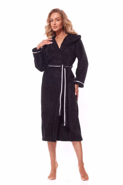 Szlafrok Damski Model Soft Long 2322 Black - L&L collection — zdjęcie 1