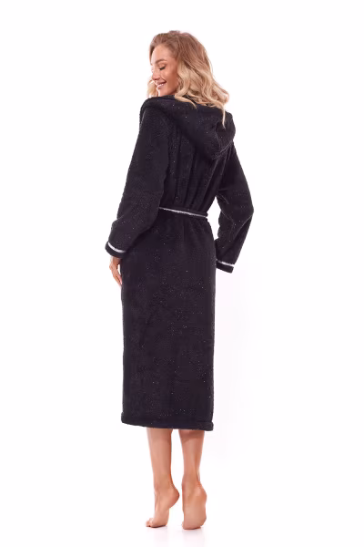 Szlafrok Damski Model Soft Long 2322 Black - L&L collection — zdjęcie 2
