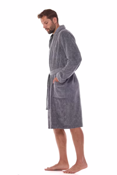 Szlafrok Męski Model Pegasus Long 2451 Grafit - L&L collection — zdjęcie 2