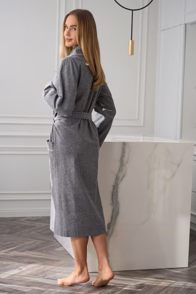 Szlafrok Damski Model Coco 2530 Grey - L&L collection — zdjęcie 3
