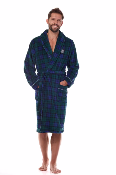 Szlafrok Męski Model Hero Long 2455 Granatowy - L&L collection — zdjęcie 1