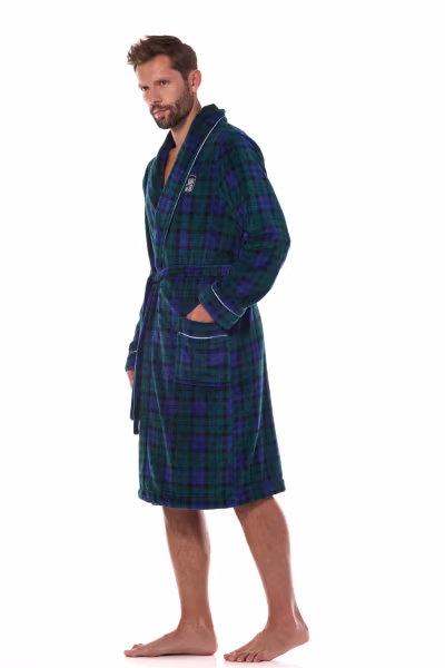 Szlafrok Męski Model Hero Long 2455 Granatowy - L&L collection — zdjęcie 3