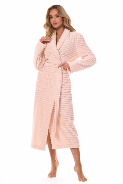 Szlafrok Damski Model Ritta Długi 2415 Morela - L&L collection — zdjęcie 1