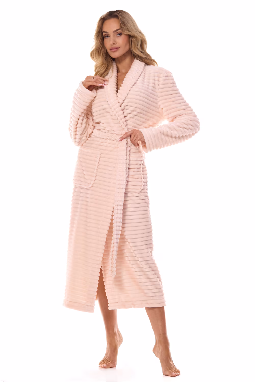 Szlafrok Damski Model Ritta Długi 2415 Morela - L&L collection