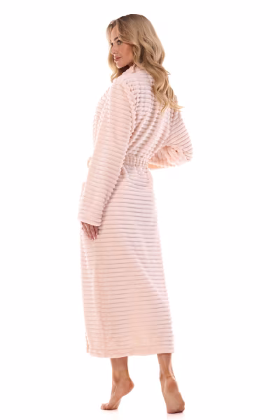 Szlafrok Damski Model Ritta Długi 2415 Morela - L&L collection — zdjęcie 3