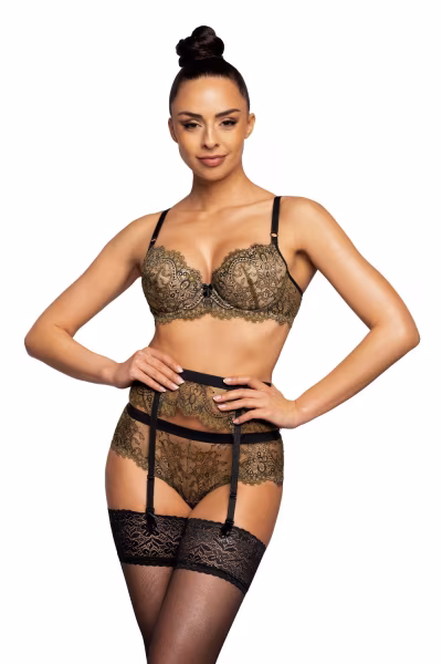 Biustonosz push up Biustonosz Push-up Model Chelsea M-3703/11 Khaki/Black - Mat — zdjęcie 2