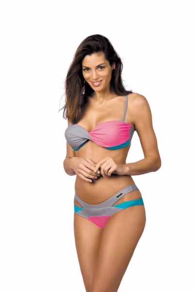 Kostium dwuczęściowy Kostium Kąpielowy Model Olimpia Silver-Hollywood-Caraibi M-438 Silver/Pink - Marko — zdjęcie 2
