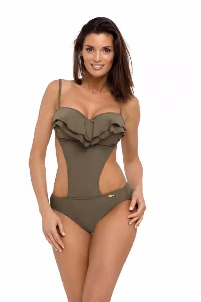 Jednoczęściowy strój kąpielowy Kostium kąpielowy Model Belinda Kaki M-548 Khaki - Marko — zdjęcie 1