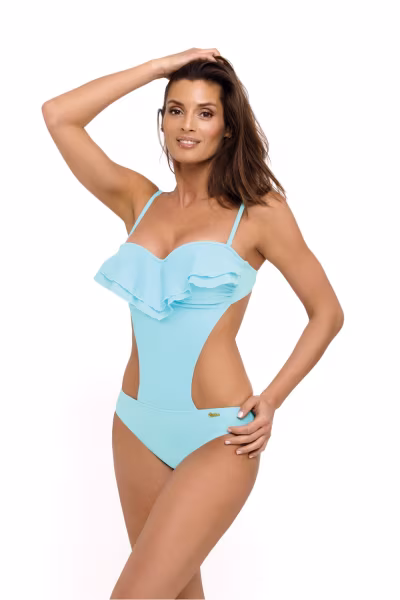Jednoczęściowy strój kąpielowy Kostium kąpielowy Model Belinda Skipper M-548 Pastel Sky Blue - Marko — zdjęcie 1