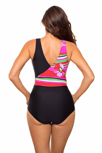 Jednoczęściowy strój kąpielowy Kostium kąpielowy Model Ciara M-724 Pink/Black - Marko — zdjęcie 3
