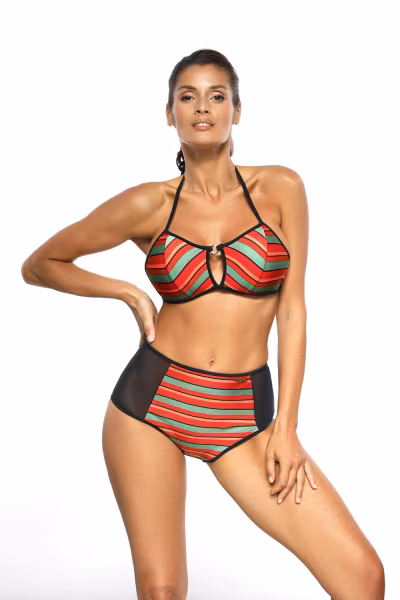Kostium dwuczęściowy Kostium kąpielowy Model Syndy Nero-Red M-606 Orange/Green - Marko — zdjęcie 2